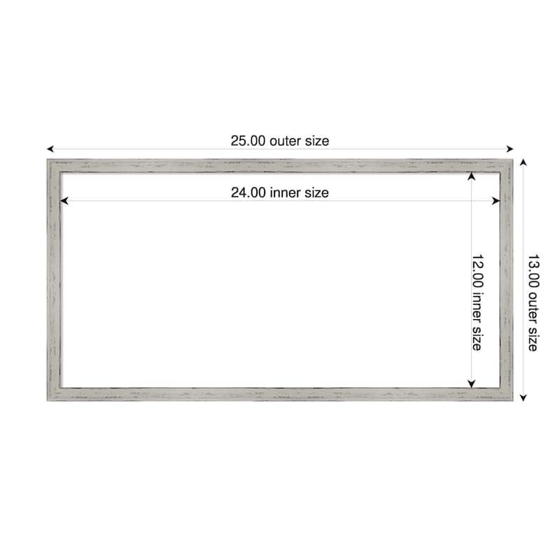 Amanti Art Shiplap White Narrow Framed Dry Erase Magnetic Board - 25 x 13 in