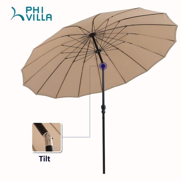 PHI VILLA 10ft Outdoor Patio Umbrella 16 Fiberglass Ribs with Push Button  Tilt & Crank - Bed Bath & Beyond - 31058348
