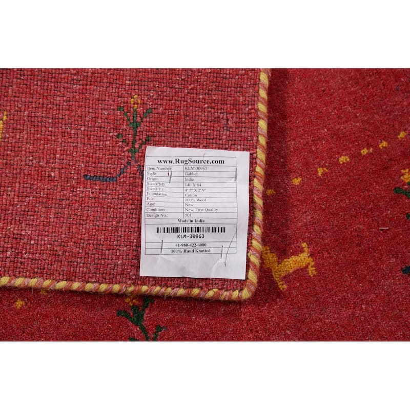 Pink Gabbeh Indian Foyer Rug Handmade Wool Carpet - 2'9"x 4'7"