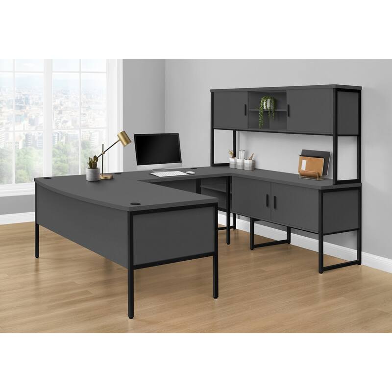 48-Inch Modern Computer Desk with Scratch-Resistant Grey Laminate Top and Cable Management for Home or Office