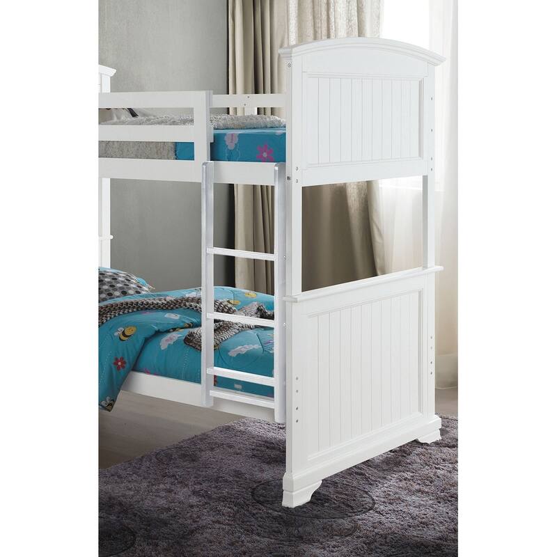 Twin-over-Full Wood Bunk Bed with Plank Design and Reversible Ladder