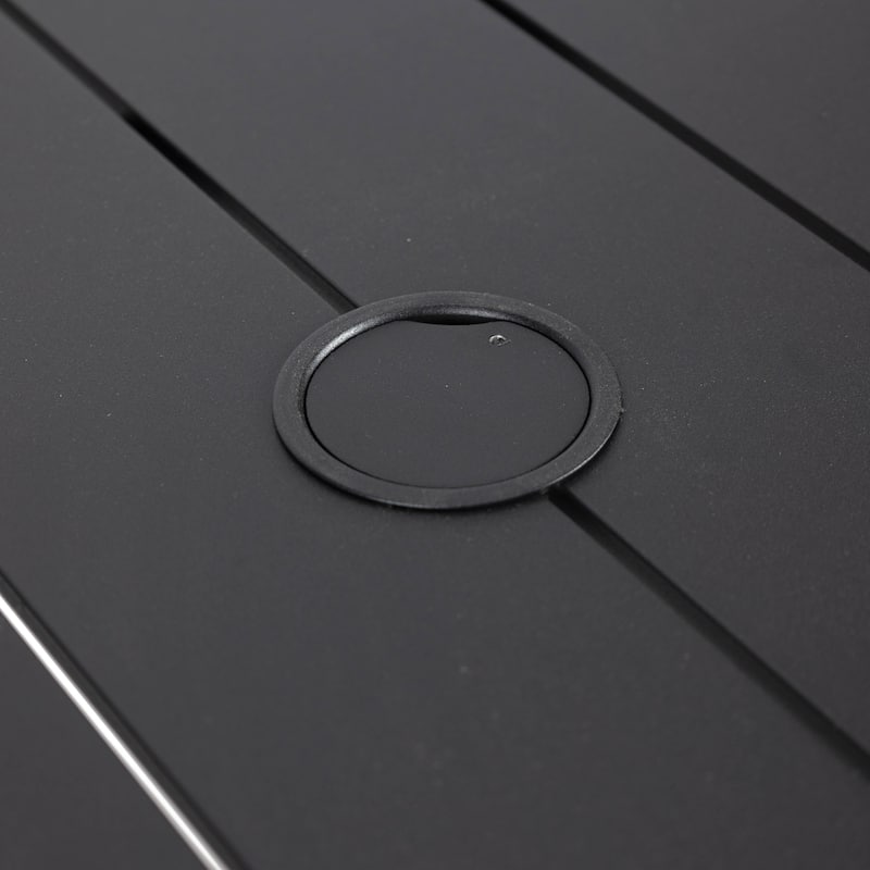 Chelsea Mid-Century Modern Outdoor Dining Table with Rust-Resistant Black Aluminum - Minimalist Patio Table