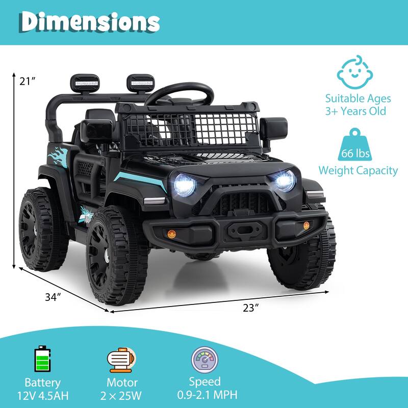 Gymax Kids Ride on Car Truck 12V Battery Powered Electric Vehicle w/