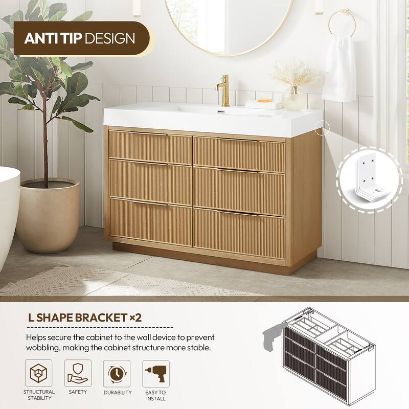 Hohhot Bath Vanity with Integrated Stone Sink Top without Mirror