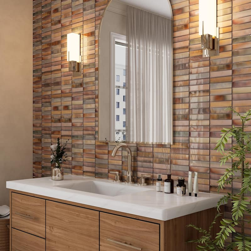 Merola Tile Borealis Garnet 5-7/8" x 11-3/4" Ceramic Wall Tile