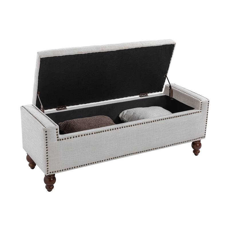 Felix Classic Button-Tufted Storage Bench With Nailhead Trims By HULALA HOME