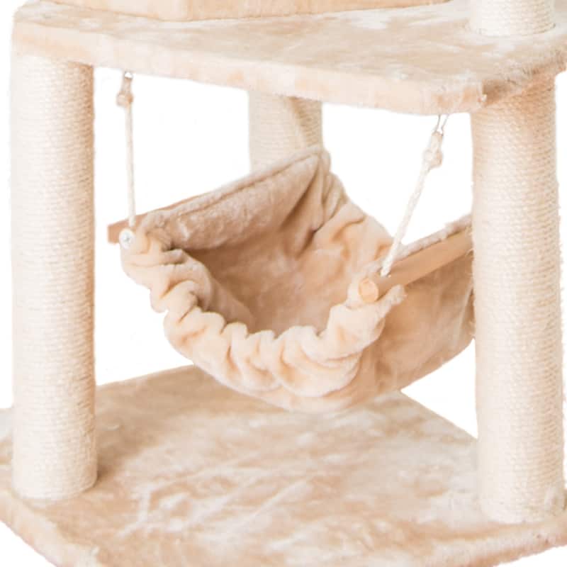 72" H Pet Tower EntertaInment Furniture With Lounge Basket, Perch - Beige