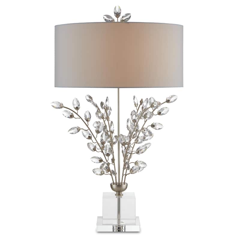 Currey & Company Forget-Me-Not Silver Table Lamp - 33.75"h x 19"dia - 33.75"h x 19"dia - Silver Leaf/Clear