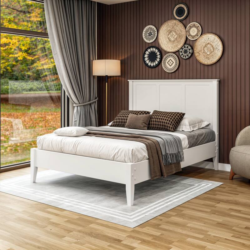 Shaker Style Panel Platform Bed - White - Queen