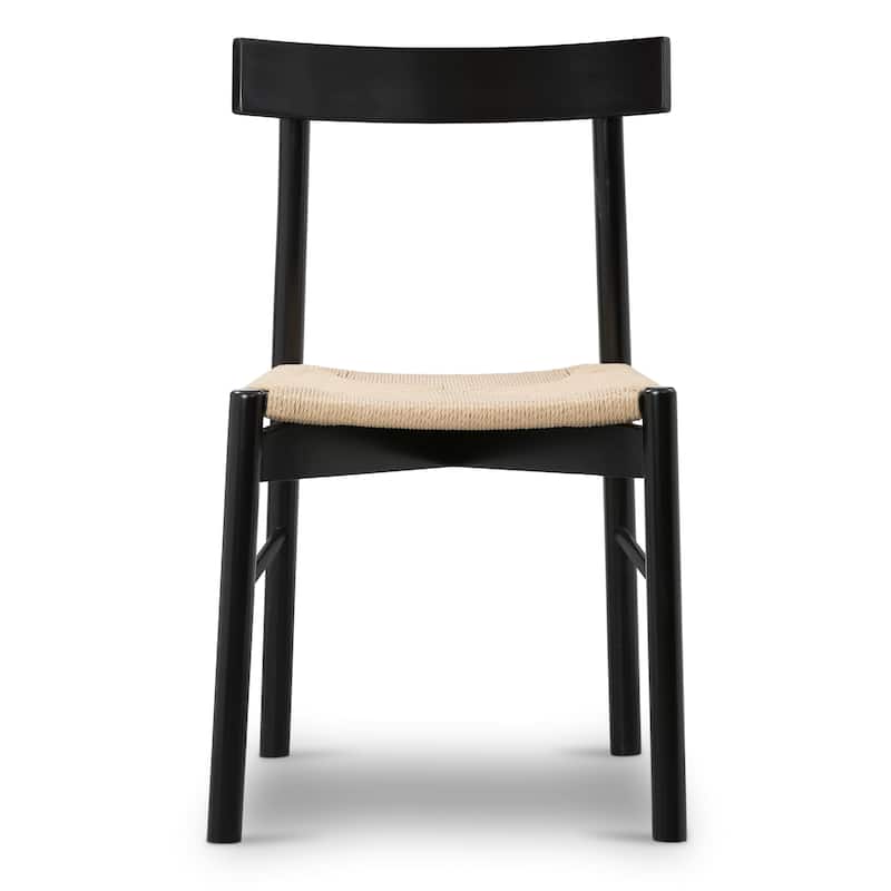 Poly & Bark Hamm Dining Chair - Solid Wood with Woven Seat - Black