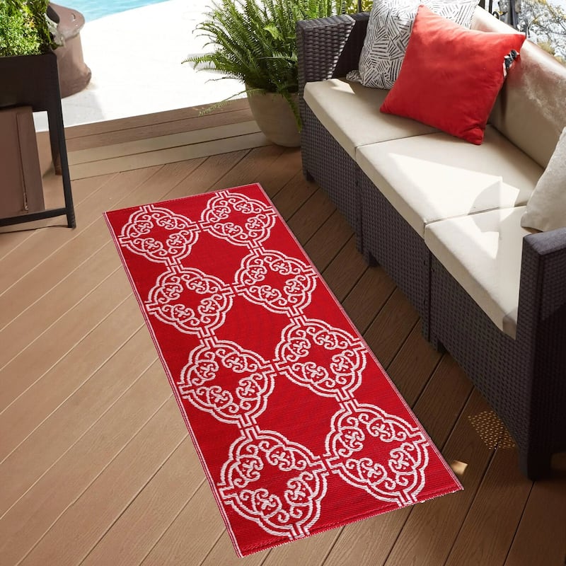 Playa Rug Outdoor Recycled Reversible Plastic Folded Mat/Rug Marrakesh Collection Lightweight & Weather, Water and UV Resistant
