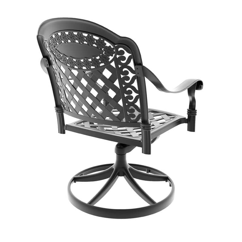 Black Swivel Aluminum Patio Outdoor Dining Chair (4-Pack)