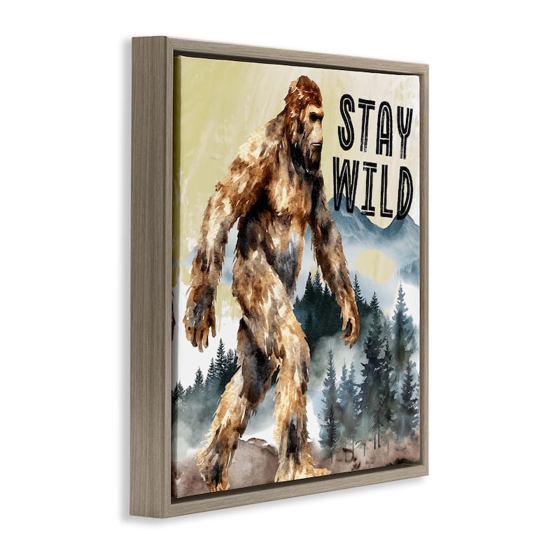 Stupell Stay Wild with Mythical Monster Framed Floater Canvas Wall Art Design By Nicole DeCamp