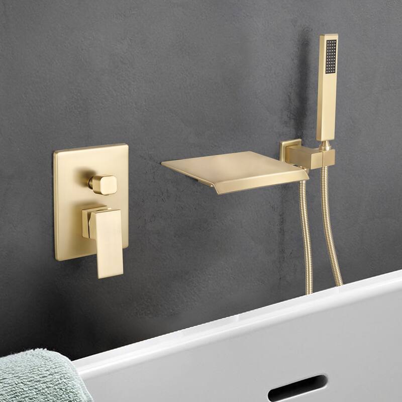 Single Handle Wall Mounted Roman Tub Faucet with Diverter and Handshower