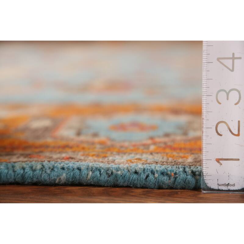 Blue Heriz Serapi Indian Area Rug Hand-Knotted Traditional Wool Carpet - 8'10" x 11'9"