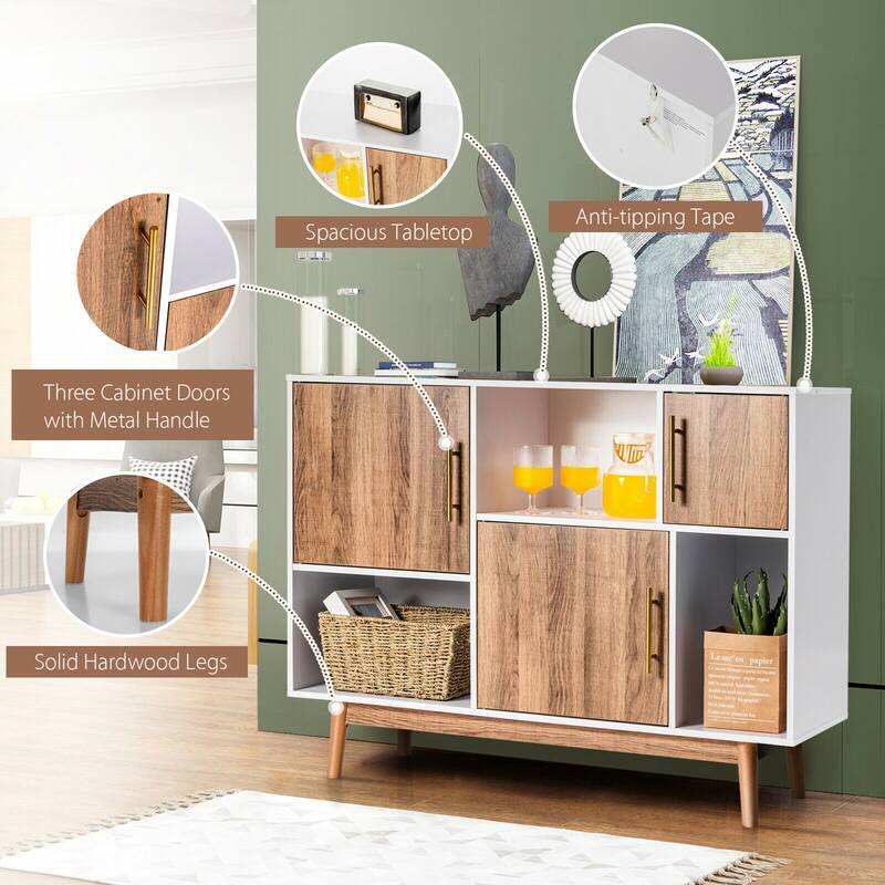 Gymax Sideboard Storage Cabinet w/Storage Compartments Buffet TV Stand - See Details