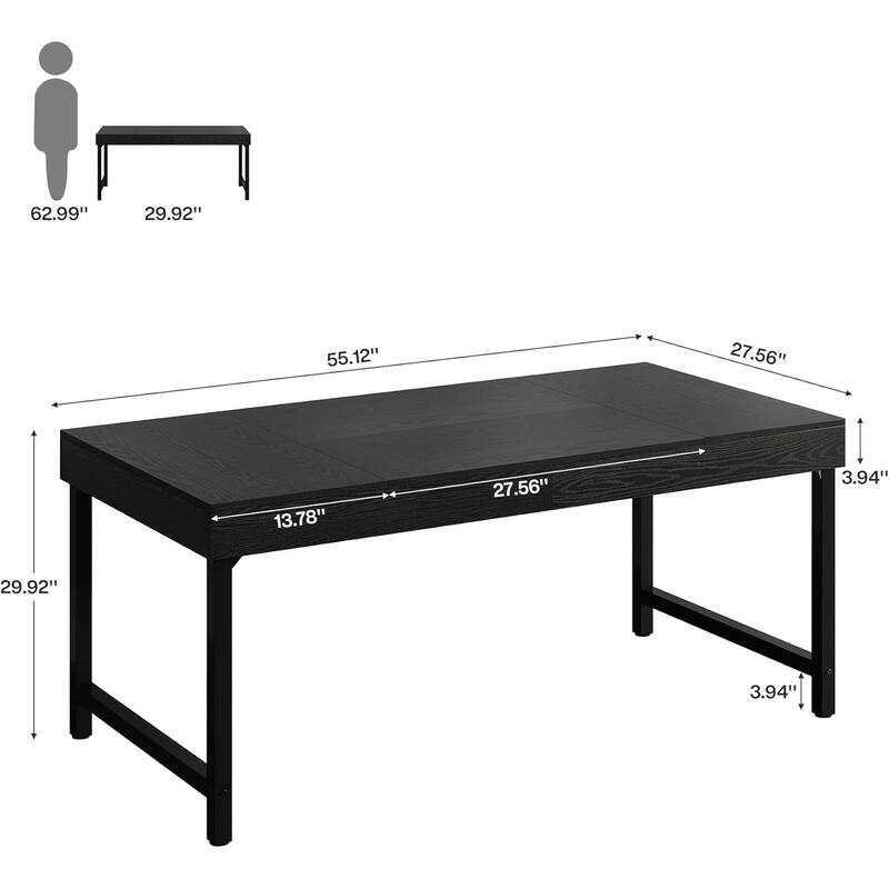 55" Industrial Executive Desk for Home Office, Rustic Computer Laptop Desk