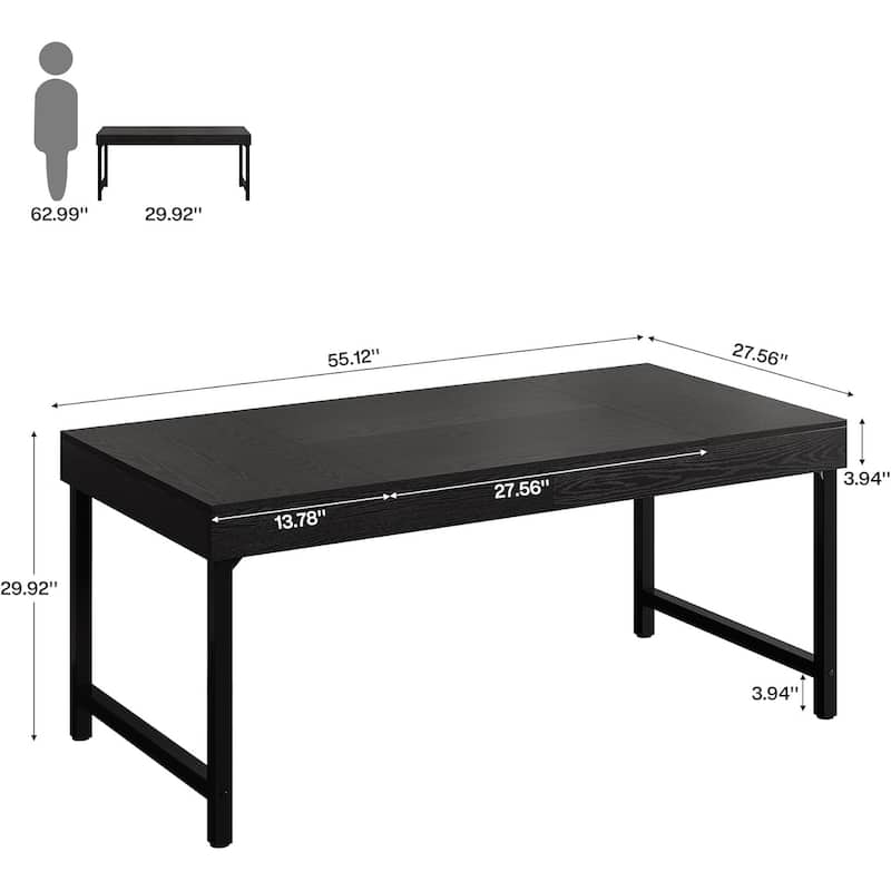 Farmhouse Dining Table, 55 Inches Industrial Rectangular Kitchen Dinner Table