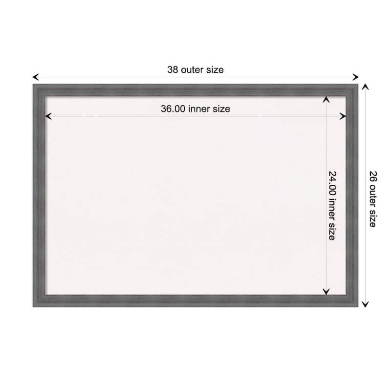 Dixie Blue Grey Rustic Wood Framed White Corkboard Bulletin Board - Board Size 36x24