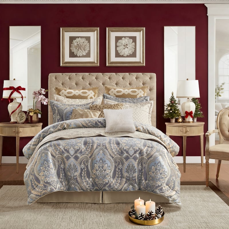 Croscill Julius 4 Piece Comforter Set - Blue/Grey - King