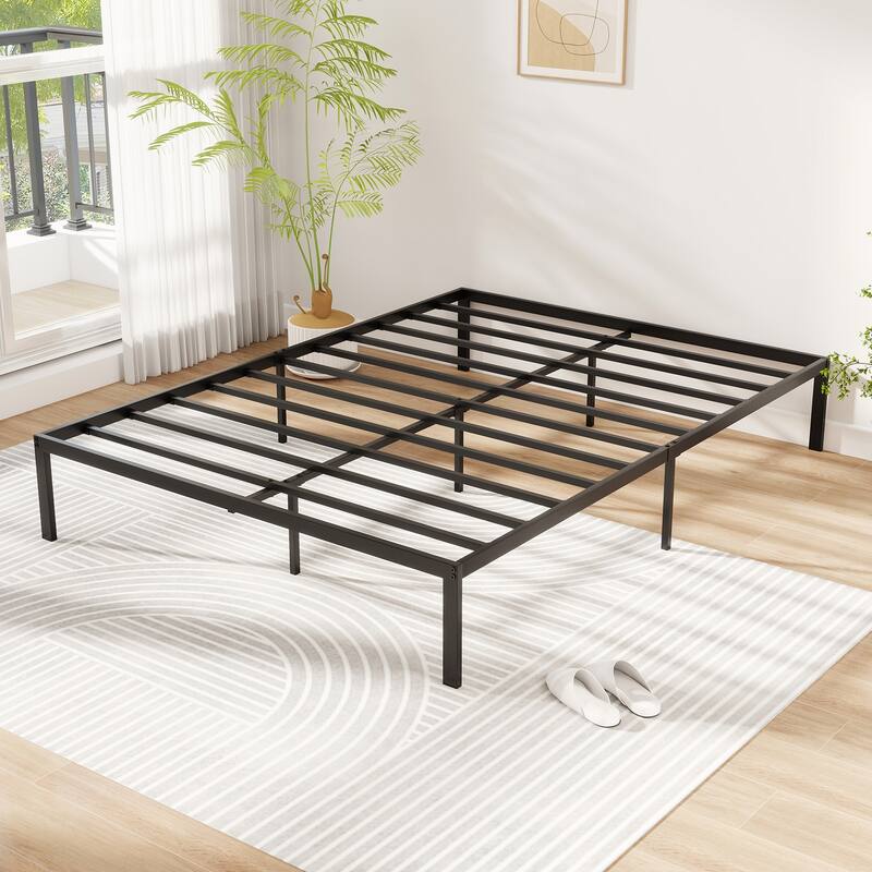 Gymax Full Size Metal Bed Frame Heavy Duty Support Slats Mattress