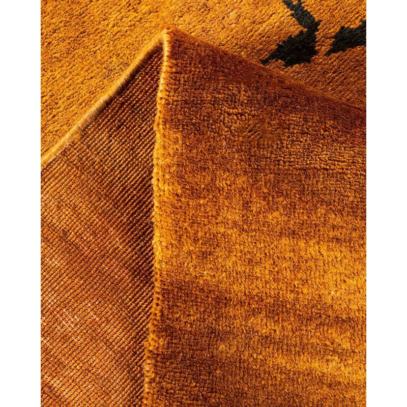 Overton Hand Knotted Wool Vintage Inspired Modern Contemporary Overdyed Yellow Area Rug - 8' 10" x 11' 10"