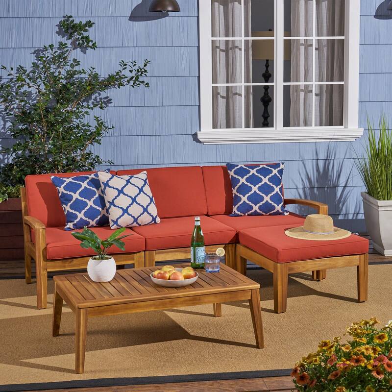 Outdoor L-Shaped Seating Combo Sofa Set 5 Pcs