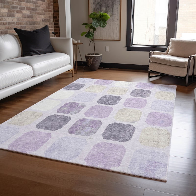 Machine Washable Indoor/Outdoor Casual Contemporary Chantille Rug