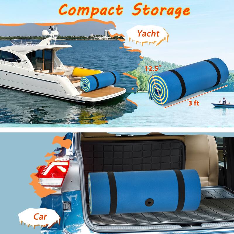Costway 3-Layer Tear-proof Water Mat Floating Pad Island Water Sports