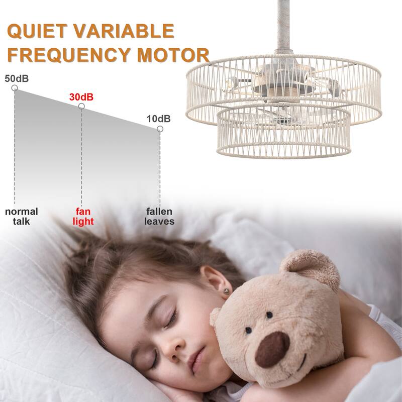 Bella Depot Modern 2 Tiers Ceiling Fan 6-speed Reversible Ceiling fan with Remote and Light Kit - 20"
