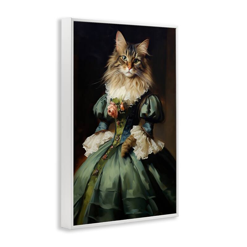 Stupell Cat in Elegant Dress Framed Giclee Art Design By Wumples