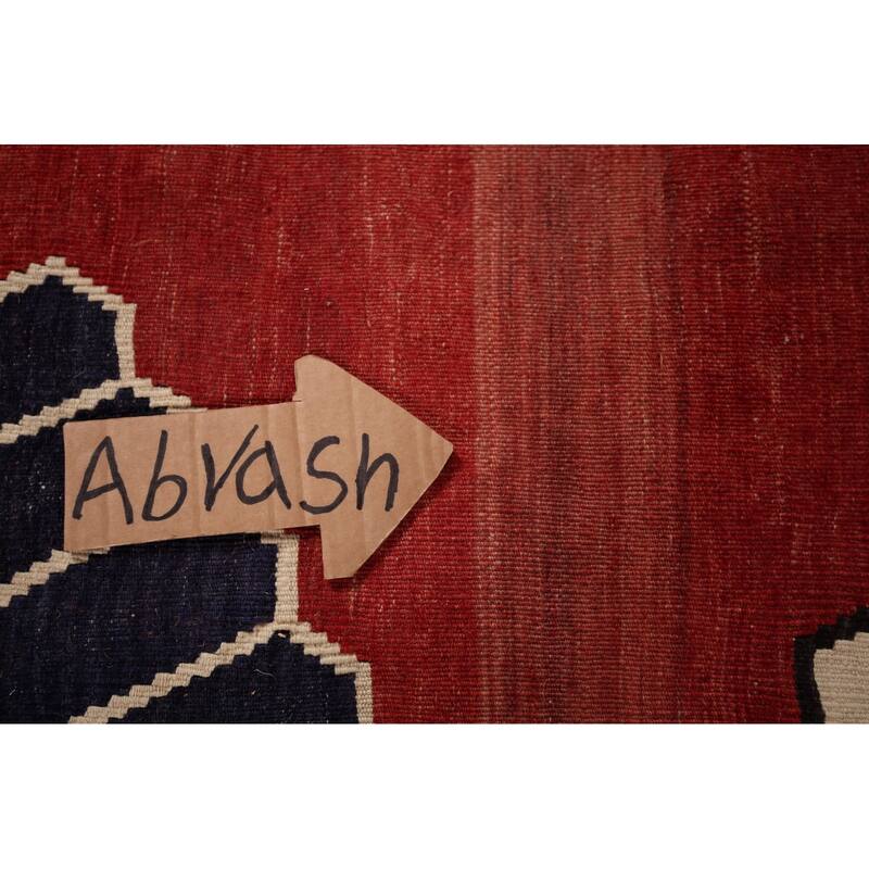 Kilim Qashqai Persian Vintage Rug Flatweave Red Tribal Wool Carpet - 5'2"x 8'0"