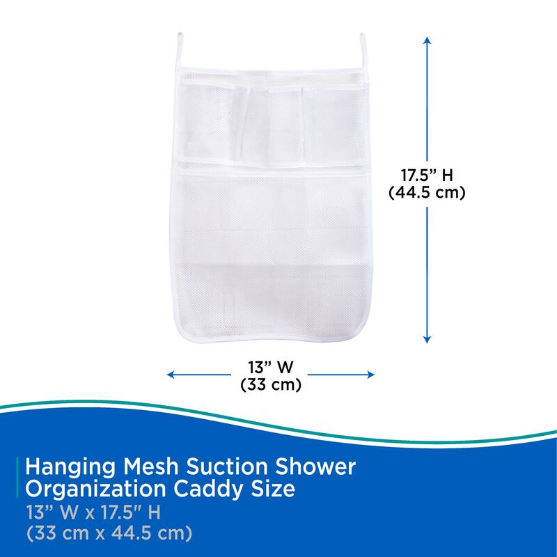 Kenney 4-Pocket Hanging Mesh Suction Shower Organization Caddy - White - 13" W x 17.5" H