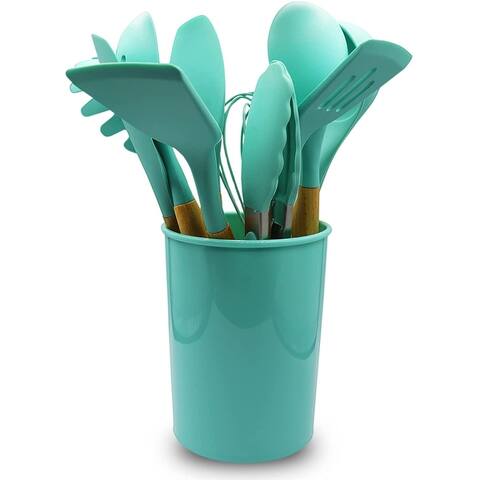 Cheer Collection Silicone Spatula Set with Wooden Handles