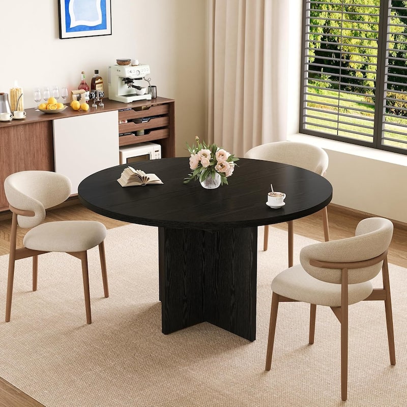 Extendable Round Kitchen Dining Table for Dining Room, Kitchen, Living Room