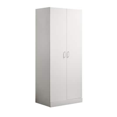 Cae 72 Inch Cabinet Armoire with Shelf, Hanging Rod, Double Door, White