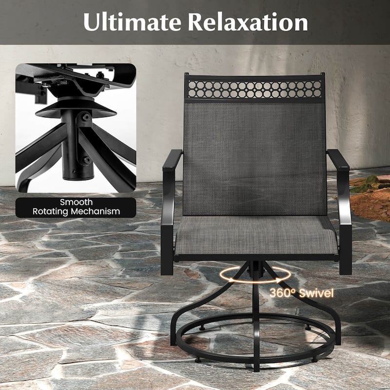 Costway Patio Swivel Dining Chairs Set of 2 with Quick-Drying Fabric - 2 PCS