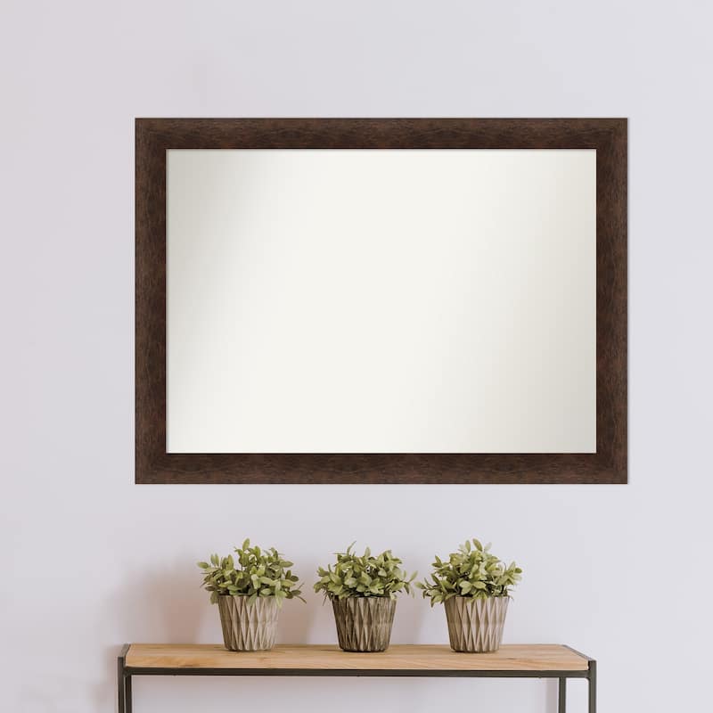 Warm Walnut Non-Beveled Wood Framed Wall Mirror - Warm Walnut