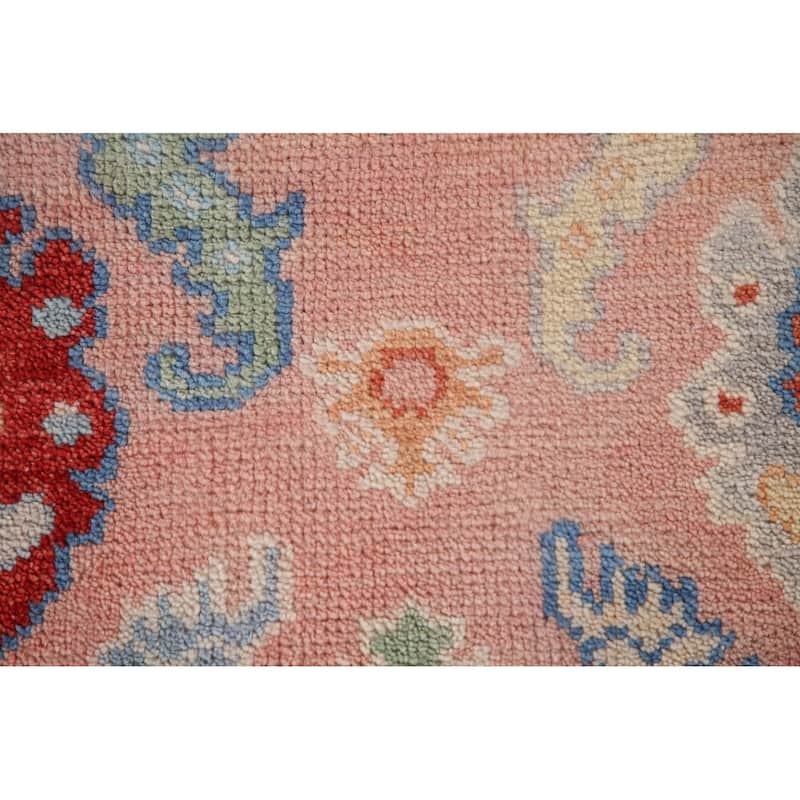 Pink Oushak Oriental Accent Rug Wool Carpet - 4'0"x 5'9"
