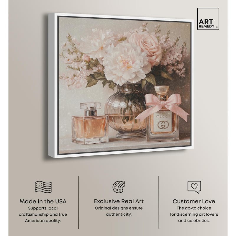 Peach Perfume Flowers in Vase Canvas by Art Remedy