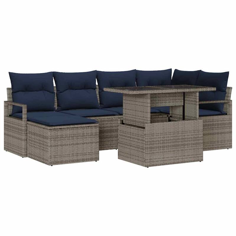 vidaXL 7 Piece Garden Sofa Set with Cushions - 91.3×48×27.2