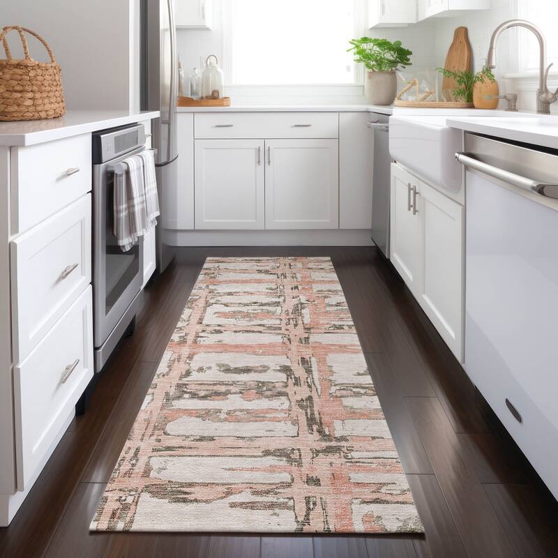 Machine Washable Indoor/ Outdoor Chantille Abstract Contemporary Rug