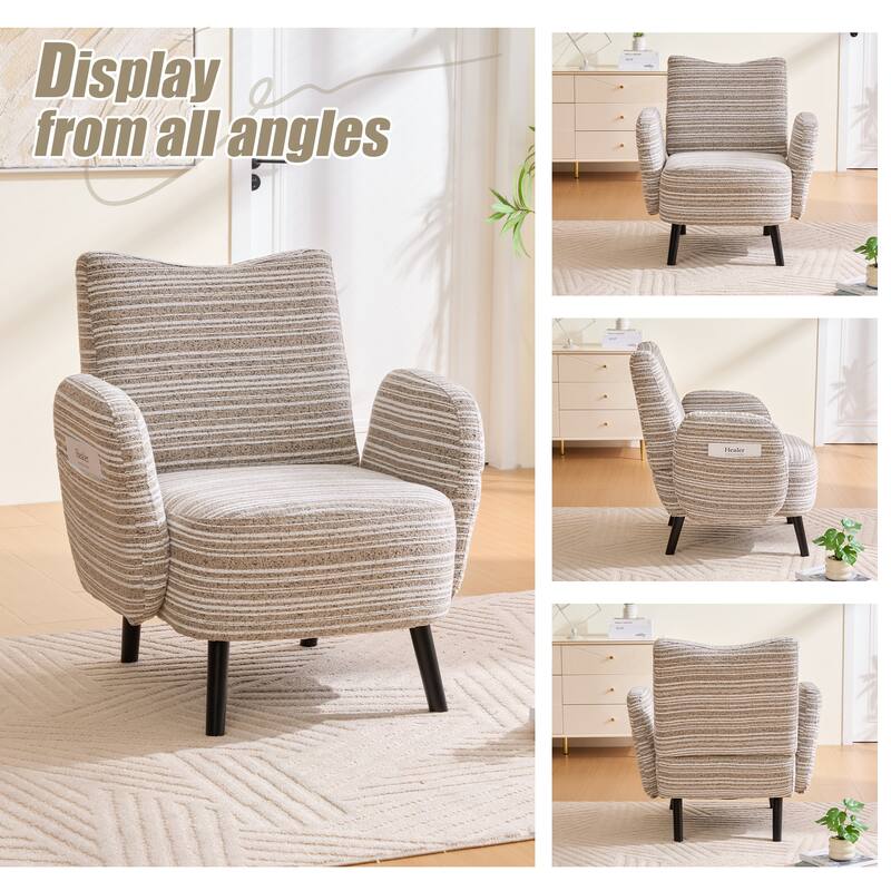 Modern style armchair with sanded fabric
