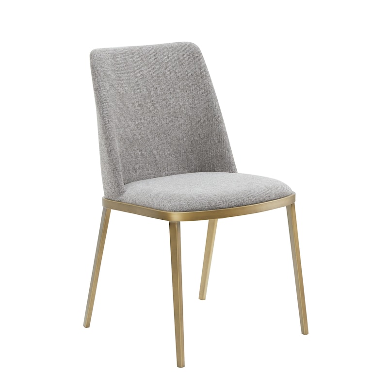 Modrest Brent Contemporary Light Grey Fabric & Brass Dining Chair (Set of 2)