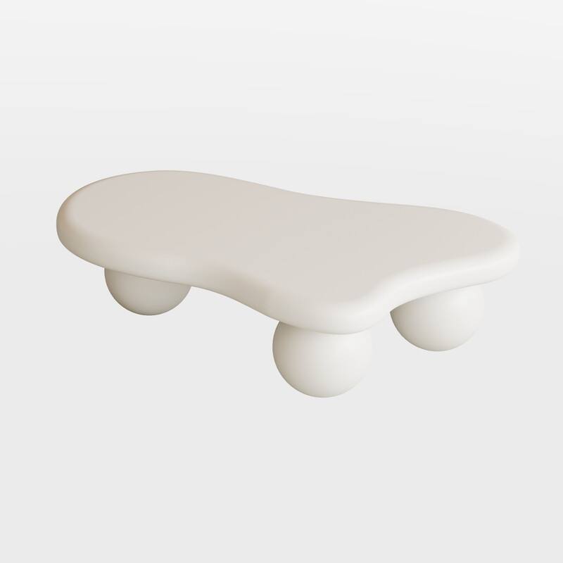 40 Inch Cloud Shaped Coffee Table with 3 Ball Legs for Living Room