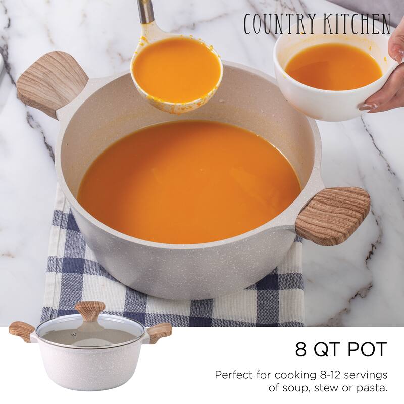 Country Kitchen Non-Stick Cast Aluminum Cookware Set - Durable Kitchen Cookware for Everyday Cooking, 6-11 Pc