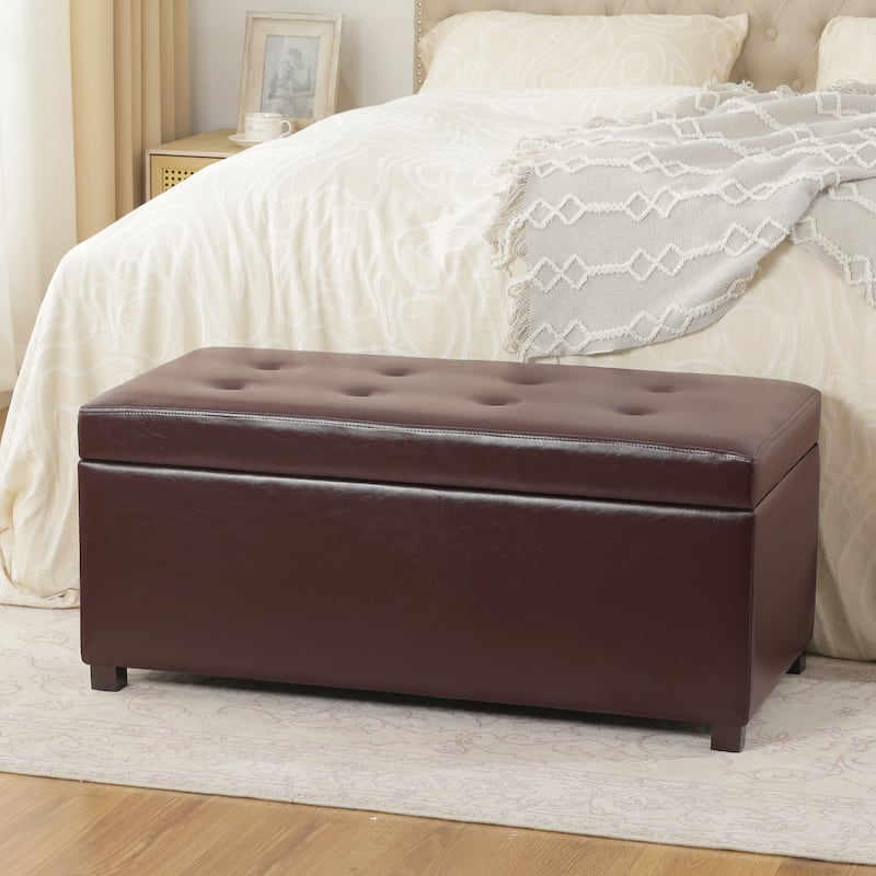 Adeco Rectangle Storage Ottoman Bench for Living Room Bedroom
