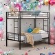 preview thumbnail 1 of 25, Twin over Twin Bunk Bed with Ladder and Sturdy System for Home Black