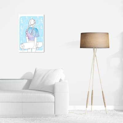 Wynwood Studio Canvas Sports and Teams Lightning Skater Contour Blue and Pastel Blue Modern & Contemporary Wall Art Canvas Print