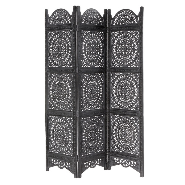 Large Black Wood Carved Room Divider 60" X 72" - 60 x 1 x 72. Opens flyout.